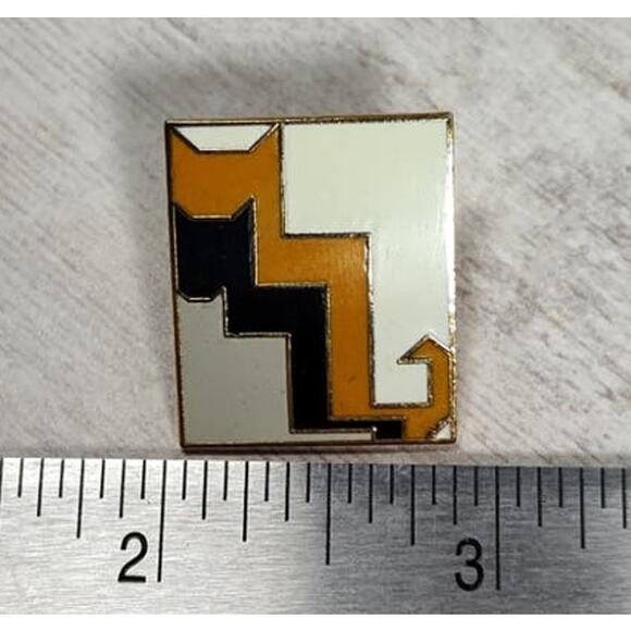 Gray Black Orange Cat Kitty Kitten Pin Quilt Block Unique Modern Design - Picture 3 of 3